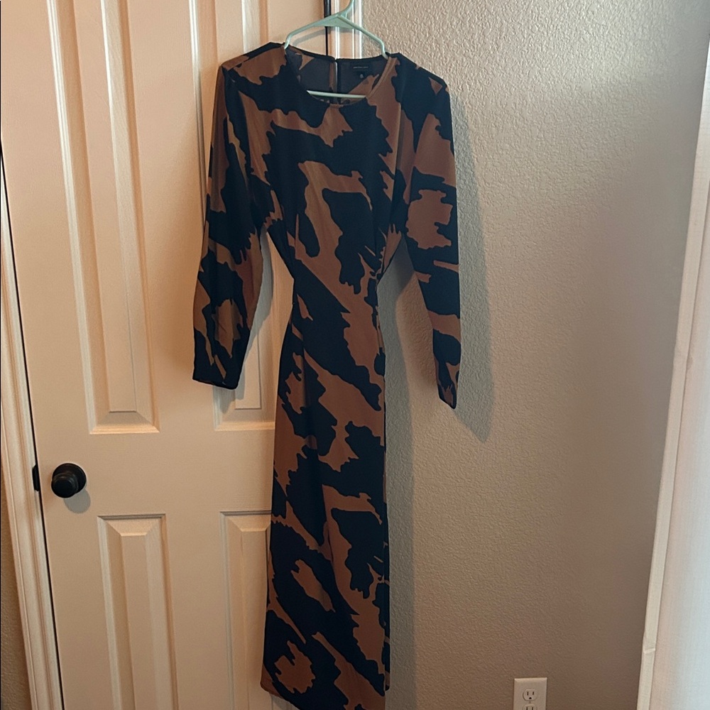 Who What Wear Black and Brown Patterned Dress